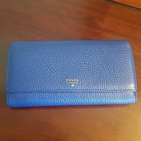 Fossil blue leather wallet - Picture 1 of 5